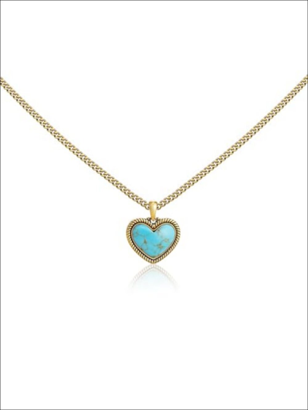 Gold Plated Turquoise Heart Pendant Necklace Western Jewelry